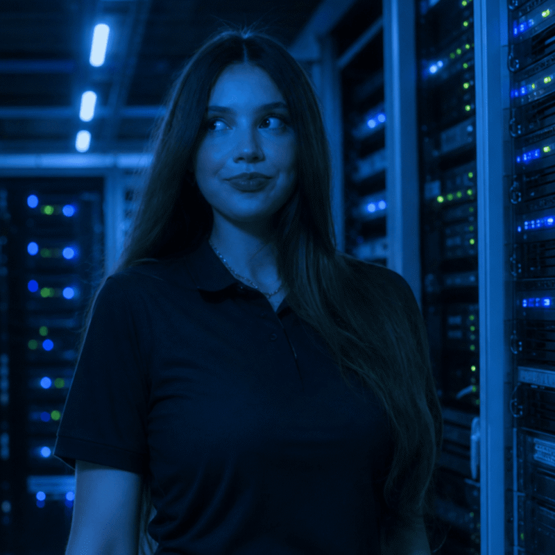 Firefly_gpt-image_change the dress please to something that people wear in a server space and bg to ser 174423