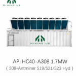 1.7MW 308-Slot Antminer Hydro Cooling Container (40HQ)