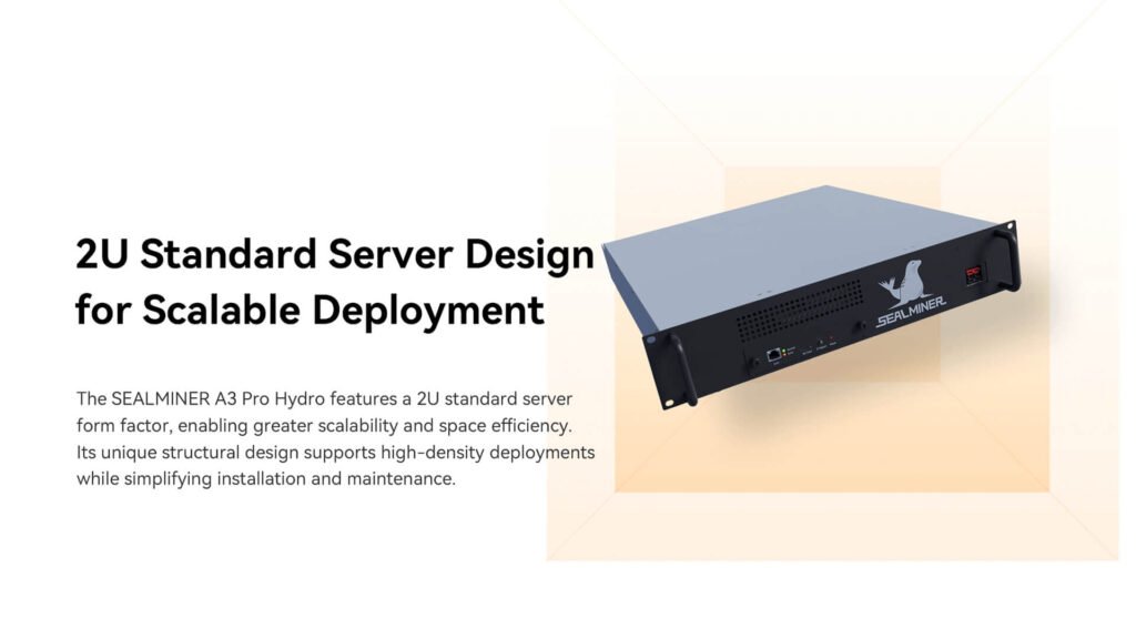 SEALMINER A3 Pro Hydro 2U server design