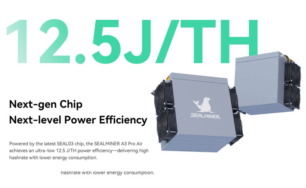 SEALMINER A3 Pro Air 12.5 J/TH efficiency