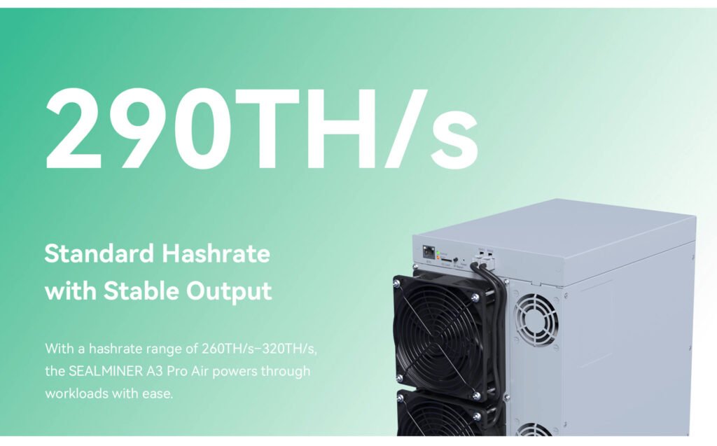 SEALMINER A3 Pro Air 290 TH/s standard hashrate