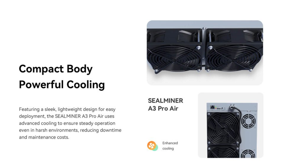 SEALMINER A3 Pro Air compact air cooling