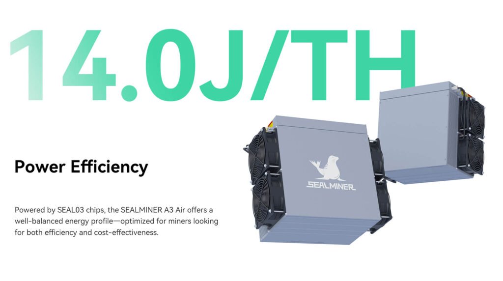 SEALMINER A3 Air 14 J/TH power efficiency