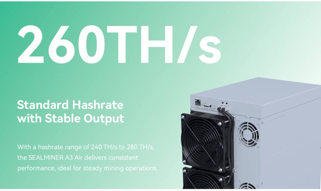 SEALMINER A3 Air 260 TH/s standard hashrate