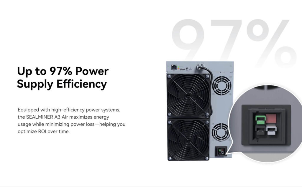 SEALMINER A3 Air power supply efficiency
