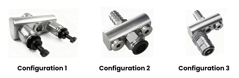 Three AP-M3 water manifold configurations