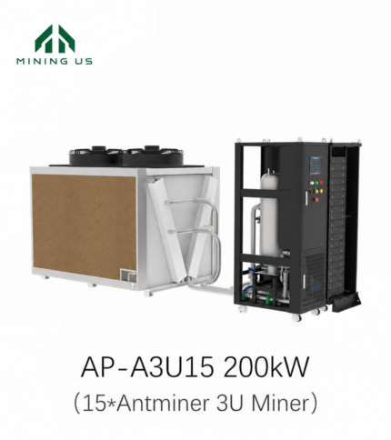 MiningUS AP-A3U15 200kW hydro cooling rack for 15 Antminer 3U miners