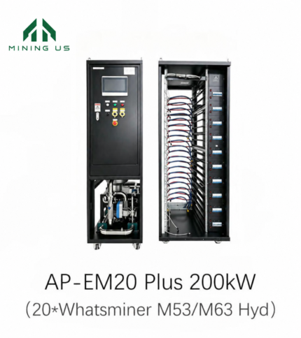 AP-EM20 Plus 200kW WhatsMiner rack and separate cooling control cabinet