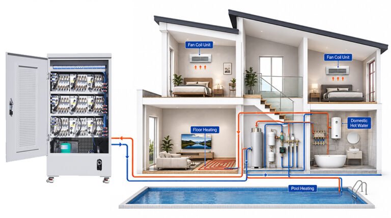 Nine-slot hydro cabinet heating integration diagram