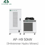 MiningUS AP-H9 50kW nine-slot hydro cooling rack and dry cooler