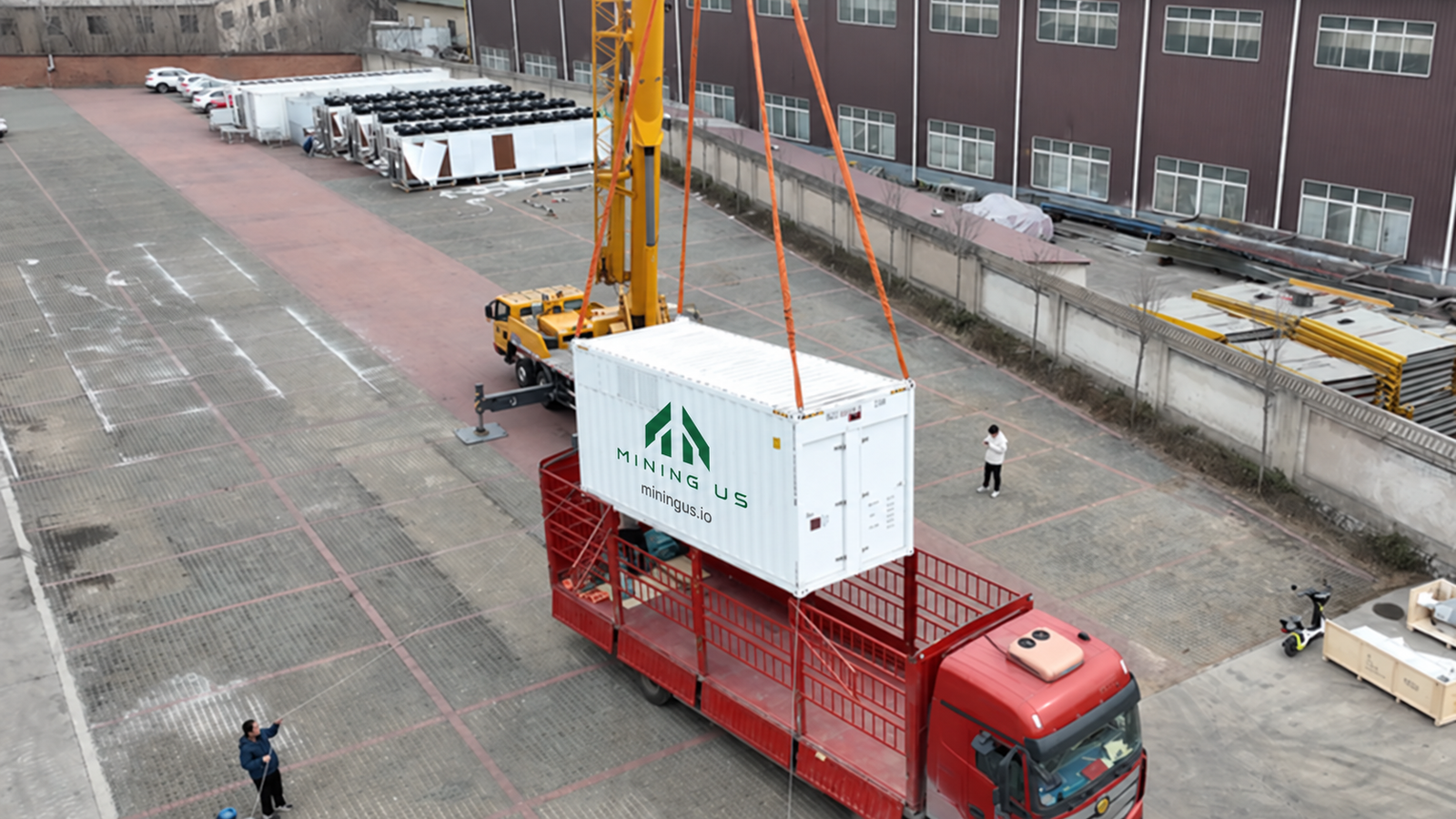 Hydro mining container being loaded for transport