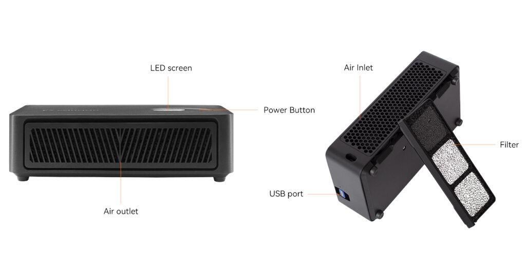 Nano 3S labeled power button screen ports filter and air inlet