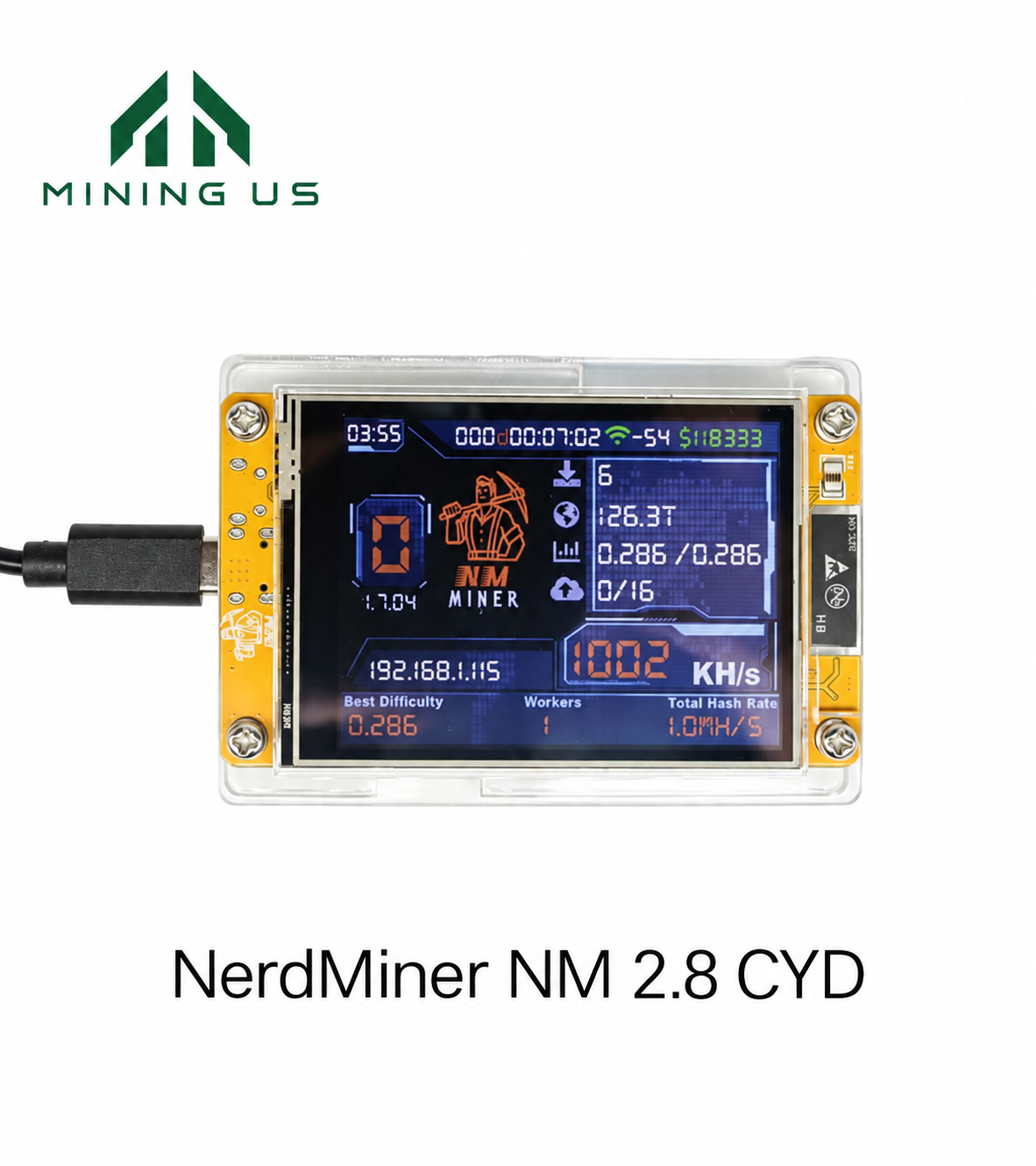 miningus-nerdnm NerdMiner NM 2.8 CYD Bitcoin Solo Miner - Image 1