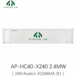 MiningUS AP-HC40-X240 2.4MW 240-slot Avalon 2U hydro cooling container