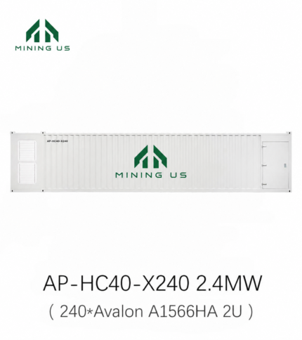 MiningUS AP-HC40-X240 2.4MW 240-slot Avalon 2U hydro cooling container